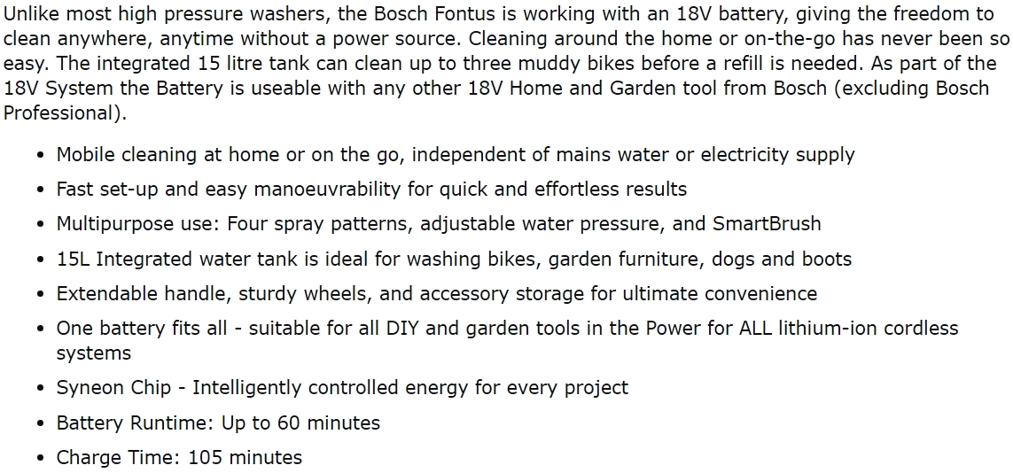 מכונת שטיפה בלחץ גרניק בוש BOSCH FONTUS TEXT